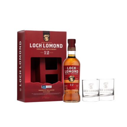 Loch Lomond 12 YO 70cl 46% + 2 Glasses GB  ვისკი ლოქ ლომონდ 12 0.7 ლ 46% + 2 ჭიქით ყუთით 50168402525